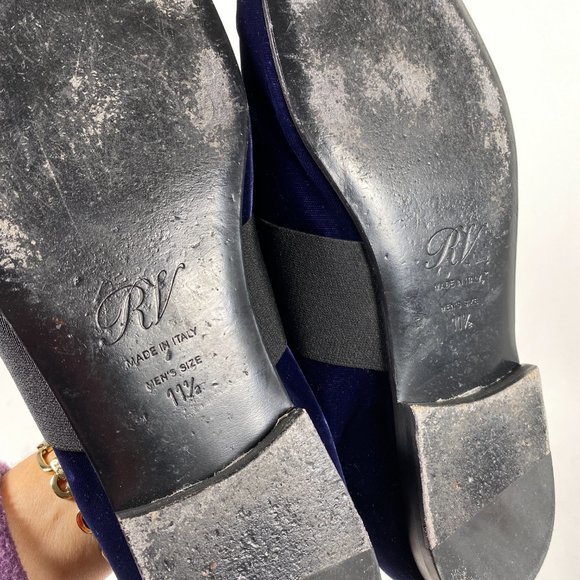 ROGER VIVIER Navy Velvet 'Tuxedo' Metal Buckle Loafers - Picture 8 of 8